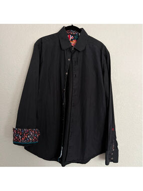Men's Robert Graham Casual Button Down Shirt M Black Multicolor Skulls